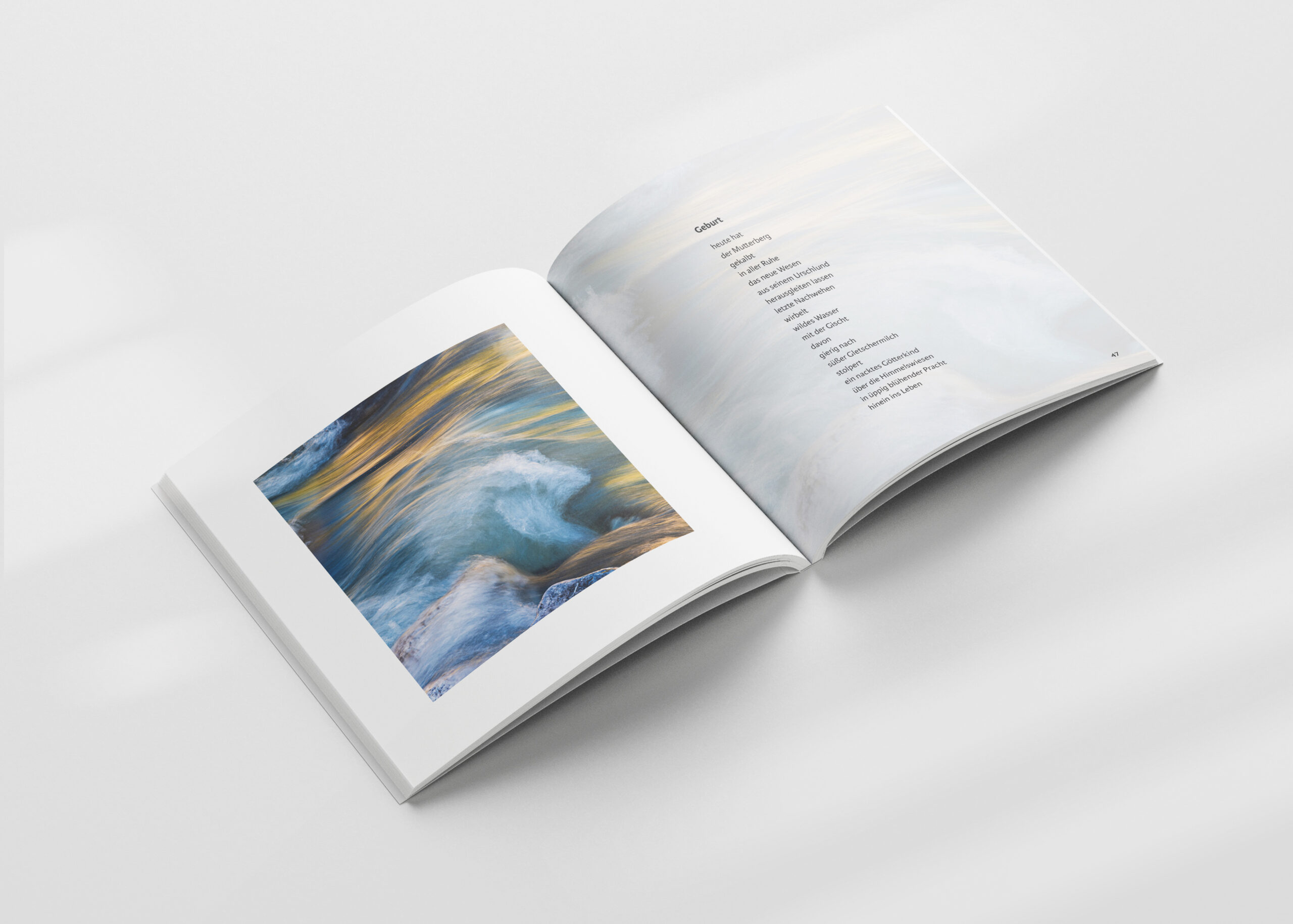 Beispielseite1a Aufgeschlagene Seite Foto-Lyrik-Band "miteinander" | Naturfotografie von Katja Liedle und poetische Texte von Luise Midgard